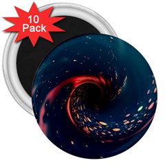 Fluid Swirl Spiral Twist Liquid Abstract Pattern 3  Magnets (10 Pack)  by Ravend