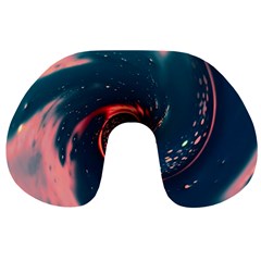 Fluid Swirl Spiral Twist Liquid Abstract Pattern Travel Neck Pillow by Ravend