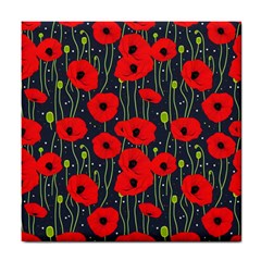 Background Poppies Flowers Seamless Ornamental Tile Coaster