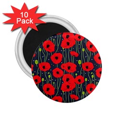 Background Poppies Flowers Seamless Ornamental 2 25  Magnets (10 Pack) 