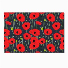 Background Poppies Flowers Seamless Ornamental Postcard 4 x 6  (pkg Of 10) by Ravend