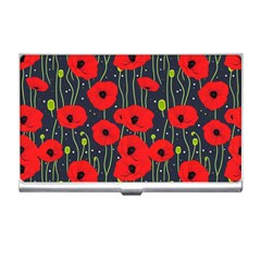 Background Poppies Flowers Seamless Ornamental Business Card Holder