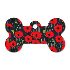 Background Poppies Flowers Seamless Ornamental Dog Tag Bone (two Sides)