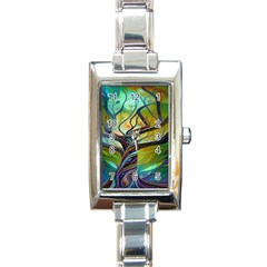 Tree Magical Colorful Abstract Metaphysical Rectangle Italian Charm Watch by Ravend