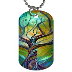 Tree Magical Colorful Abstract Metaphysical Dog Tag (one Side) by Ravend