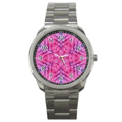 Art Rosette Pattern Background Floral Pattern Sport Metal Watch