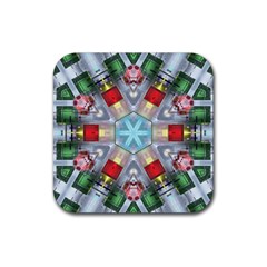 Geometric Symmetrical Symmetry Data Futuristic Rubber Coaster (square) by Ravend