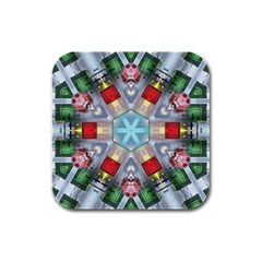 Geometric Symmetrical Symmetry Data Futuristic Rubber Square Coaster (4 Pack)