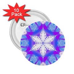 Snowflake Kaleidoscope Template Background 2 25  Buttons (10 Pack) 