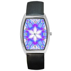 Snowflake Kaleidoscope Template Background Barrel Style Metal Watch