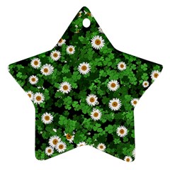 Daisies Clovers Lawn Digital Drawing Background Star Ornament (two Sides)