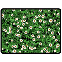 Daisies Clovers Lawn Digital Drawing Background Fleece Blanket (large) by Ravend