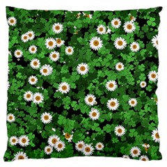 Daisies Clovers Lawn Digital Drawing Background Large Cushion Case (two Sides)