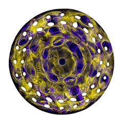 Fractal Glowing Kaleidoscope Ornament (round Filigree) by Ravend