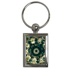 Fractal Glowing Kaleidoscope Wallpaper Art Design Key Chain (rectangle) by Ravend