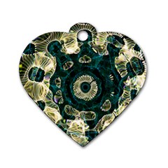 Fractal Glowing Kaleidoscope Wallpaper Art Design Dog Tag Heart (one Side) by Ravend