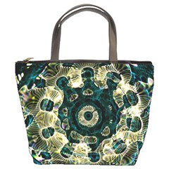 Fractal Glowing Kaleidoscope Wallpaper Art Design Bucket Bag by Ravend