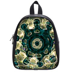 Fractal Glowing Kaleidoscope Wallpaper Art Design School Bag (small) by Ravend