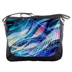 Background Neon Geometric Cubes Colorful Lights Messenger Bag by Ravend