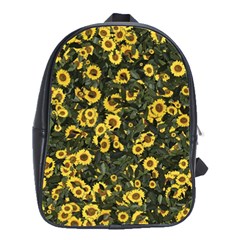 Sunflowers Yellow Flowers Flowers Digital Drawing School Bag (large)