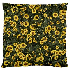 Sunflowers Yellow Flowers Flowers Digital Drawing Large Cushion Case (one Side) by Ravend