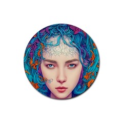 Pepper Colors Girl Rubber Coaster (round) by Sparkle