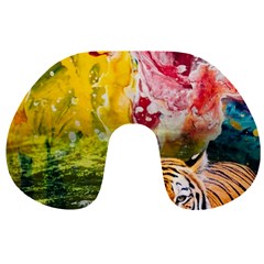 Rainbow Painted Nature Bigcat Travel Neck Pillow by Sparkle