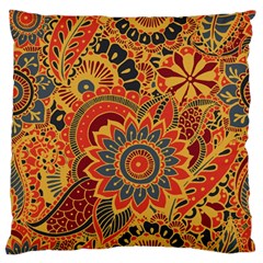 Bright Seamless Pattern-with-paisley-mehndi-elements-hand-drawn-wallpaper-with-floral-traditional-in Large Flano Cushion Case (one Side)