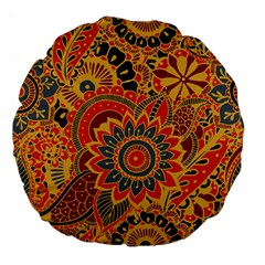 Bright Seamless Pattern-with-paisley-mehndi-elements-hand-drawn-wallpaper-with-floral-traditional-in Large 18  Premium Flano Round Cushions