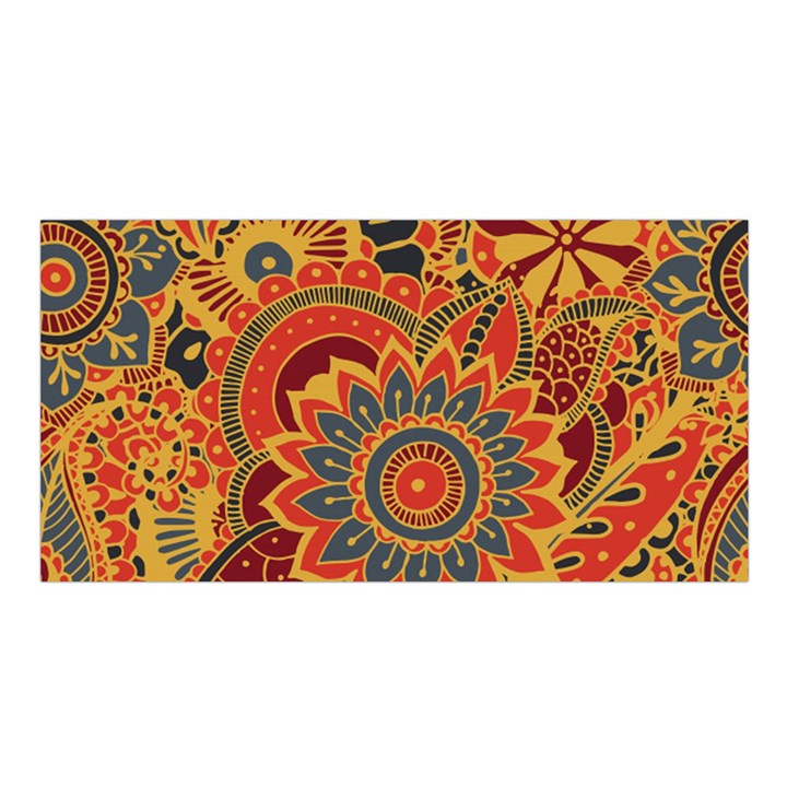 Bright seamless pattern-with-paisley-mehndi-elements-hand-drawn-wallpaper-with-floral-traditional-in Satin Shawl 45  x 80 