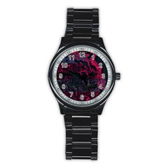 Granite Glitch Stainless Steel Round Watch by MRNStudios