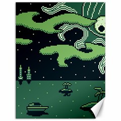 Ship Sea Monster Boat Island Night Pixel Canvas 12  X 16  by Pakemis