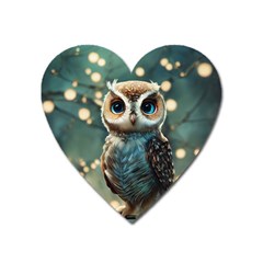 Owl Bird Bird Of Prey Ornithology Animal Heart Magnet by Pakemis