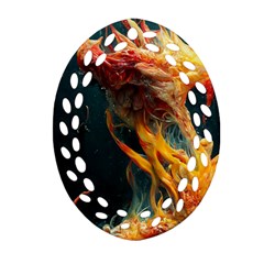 Flame Deep Sea Underwater Creature Wild Ornament (oval Filigree) by Pakemis