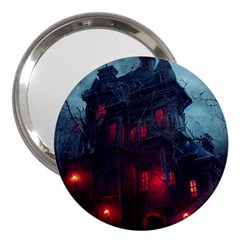 Haunted House Halloween Cemetery Moonlight 3  Handbag Mirrors by Pakemis