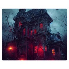 Haunted House Halloween Cemetery Moonlight Flano Blanket (medium) by Pakemis