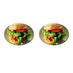 Hamburger Cheeseburger Burger 3d Render Snack Cufflinks (oval) by Pakemis