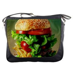 Hamburger Cheeseburger Burger 3d Render Snack Messenger Bag by Pakemis