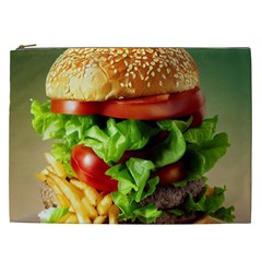 Hamburger Cheeseburger Burger 3d Render Snack Cosmetic Bag (xxl) by Pakemis