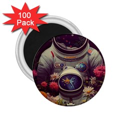 Astronaut Universe Planting Flowers Cosmos Art 2.25  Magnets (100 pack) 