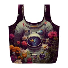 Astronaut Universe Planting Flowers Cosmos Art Full Print Recycle Bag (l)