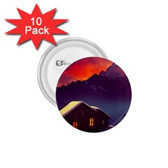 Cabin Mountains Snow Sun Winter Dusk 1 75  Buttons (10 Pack) by Pakemis