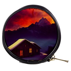 Cabin Mountains Snow Sun Winter Dusk Mini Makeup Bag