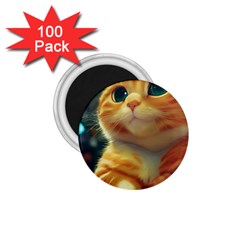 Cute Cat Cat Feline 3d 1 75  Magnets (100 Pack)  by Pakemis