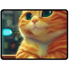 Cute Cat Cat Feline 3d Double Sided Fleece Blanket (large) by Pakemis