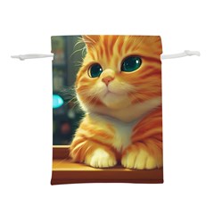 Cute Cat Cat Feline 3d Lightweight Drawstring Pouch (l) by Pakemis