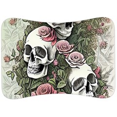 Skulls Roses Wallpaper Garden Artwork Velour Seat Head Rest Cushion