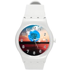 Surreal Fantasy Abstract Art Creativity Horizon Round Plastic Sport Watch (m) by Pakemis