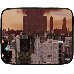 Skyline Skyscrapers Futuristic Sci-fi Panorama Fleece Blanket (mini) by Pakemis