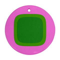 Pink And Green 1105 - Groovy Retro Style Art Ornament (round) by KorokStudios
